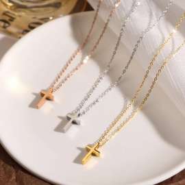 Steel stainless steel high-end cross necklace pendant collarbone chain