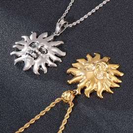 Rock Hip Hop Sun Guardian Stainless Steel Men's Necklace